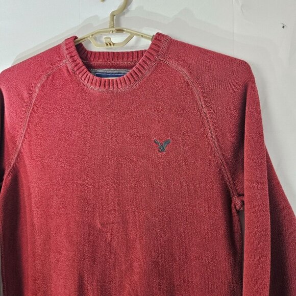 American Eagle Outfitters Sweater Mens Medium Red Crew Neck Cotton Pullover - Picture 8 of 11